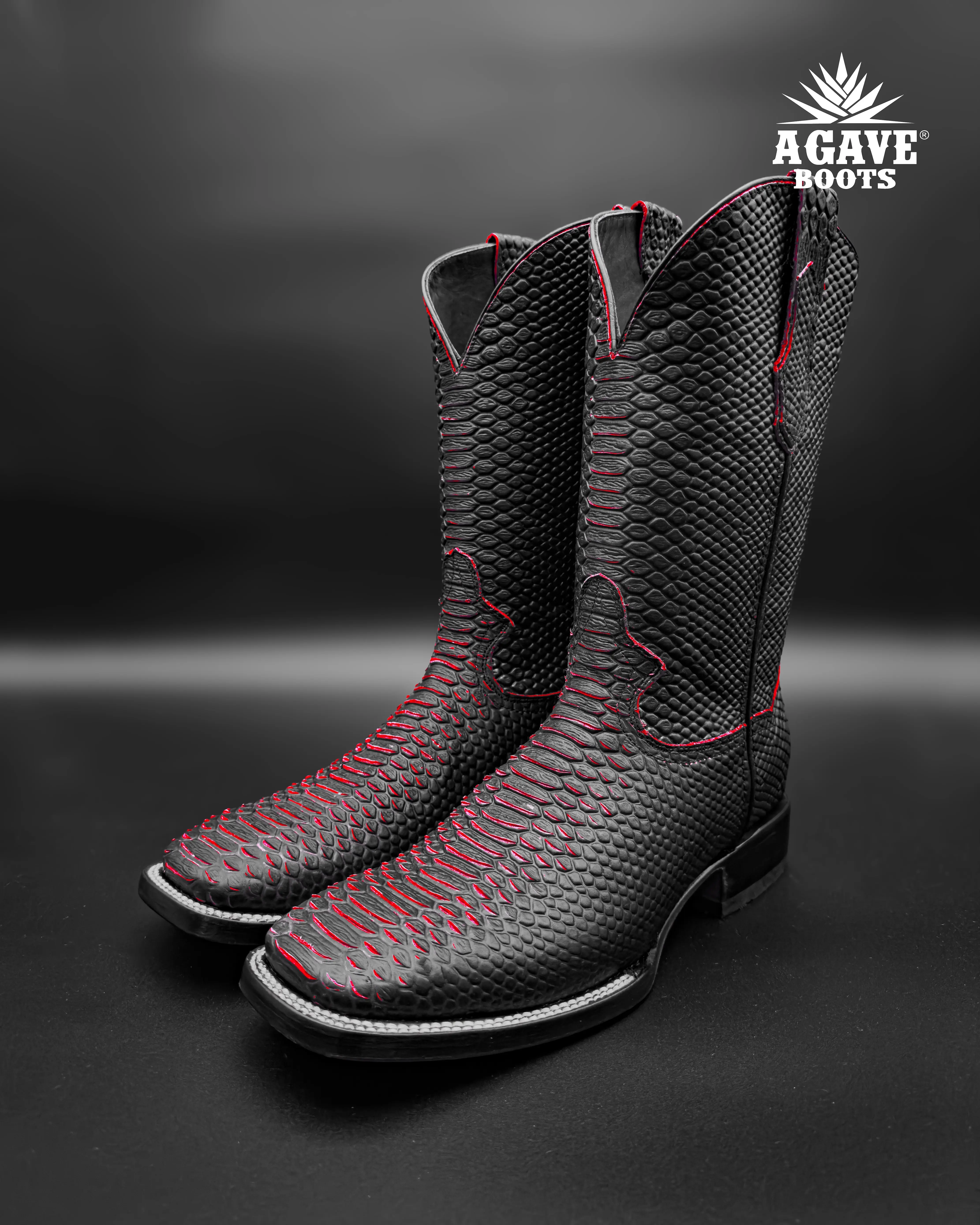 BLACK RED PYTH0N PRINT | MEN’S COWBOY BOOTS