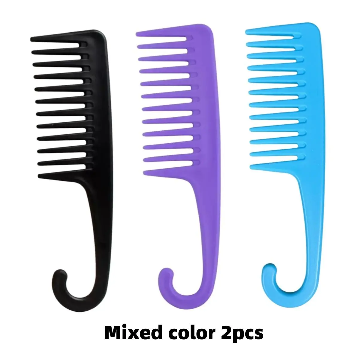 2-Pack Wide-Tooth Comb with Hooks, Wet Hair Brush for Women, High-Quality Detangler for Thick Long Hair, Bath Comb Set, Shower Comb