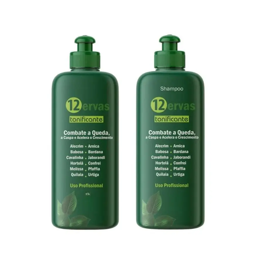 Trihair 12 Ervas Tonic Shampoo 16.9Fl OZ(500ml) + Conditioner 16.9Fl Oz(500ml) - Nutrition and Strength for Your Hair - Deep Hydration & Strengthening, Frizz Control, Vegan, Paraben-Free