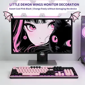 Two-dimensional cute little devil wings monitor atmosphere decoration for girls' e-sports room, desk screen edge ornaments