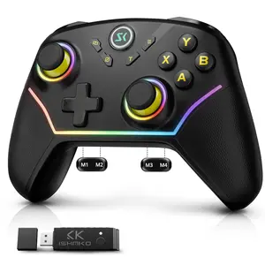 Pro Wireless Controller For PC Switch Android iOS, Hall Effect Joystick&Trigger, No Stick Drift, 1000Hz Polling Rate, 4 Custom Macros, RGB Lighting, 3 Level Dual Vibration, Trigger lock, Motion control, AG43
