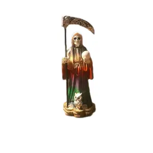 Santa Muerte 3.5 Inch Mini Statue Decor - Religious Ornament with Red Color