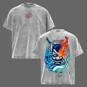 Avatar The Last Airbender Zuko Blue Spirit Mask T-Shirt Anime Graphic Tee Vintage Streetwear Unisex Oversize Heavyweight Cotton T Shirt Gift For Anime Fan Anime Double Printed Washed Tee