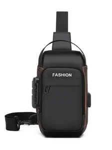 Anti-Theft Backpack with USB Port, Waterproof Crossbody Design, Unisex Security Storage Bag, Password Lock, Portable Chest Bag, Zipper Fanny Pack, Waterproof Belt Bag