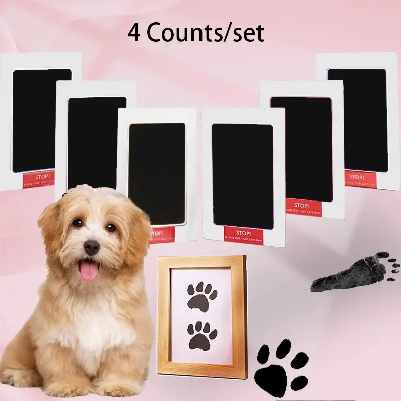 Paw Print Kit, 4-Pcs Ink Pads , Mess-Free Paw Print Stamp Pad for Dogs & Cats, Clean Touch Ink Pad, Dog Paw & Nose Print Kit, Keepsake Gift For Pet Dogs And Cats, Memorial Gift, Pet Memorials, Pet Paw, No Mess Tool
