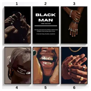 6-Piece Black Male Artistic Paper Photo Prints with Tape, HypeBeast Urban Modern Decoration, Masculine Wall Art, Male Gifts for Boyfriends, Y2K Room Decor Handcrafted Posters, Artwork, Photo Paper