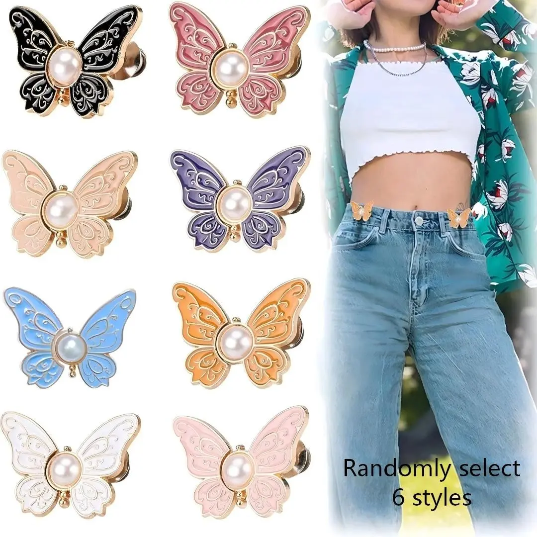 6pcs Butterfly Waist Tighteners,Decorative Styling Waist Buckles,Supplies for Loose Jeans Skirts Dress,summervibes