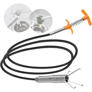 Upgrade 35 inch Drain Snake Hair Drain Clog Remover Tool - Sink Drain Cleaner for Toilet Sewer Shower Kitchen Bathroom Tub Clogged Drains Opener Cleaning Tool, Flexible Grabber Claw Pick Up Tool