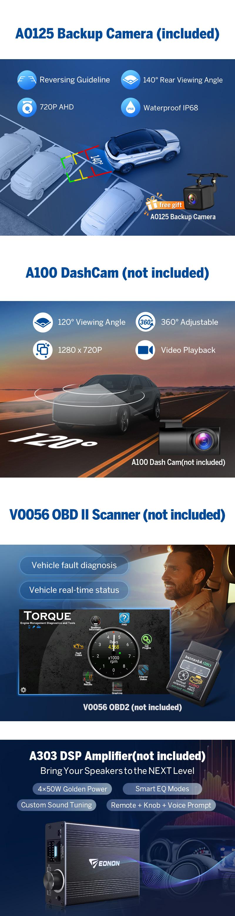 EONON Car Stereo for Jeep Chrysler Dodge Ram 1500 2500 3500, Wrangler, Wireless CarPlay & Android Auto Car Radio Touch screen, 10.1" Android 14 Car head unit, 4GB RAM, 64GB ROM, SWC, Bluetooth, GPS Navigation, Sub, Jumpstart Sale - GPX7A