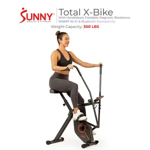 Sunny Health & Fitness SMART Total X-Bike with Adjustable Handlebars Comfortable Seat 300 LBS Capacity Indoor Stationary Bike for Home Workouts
