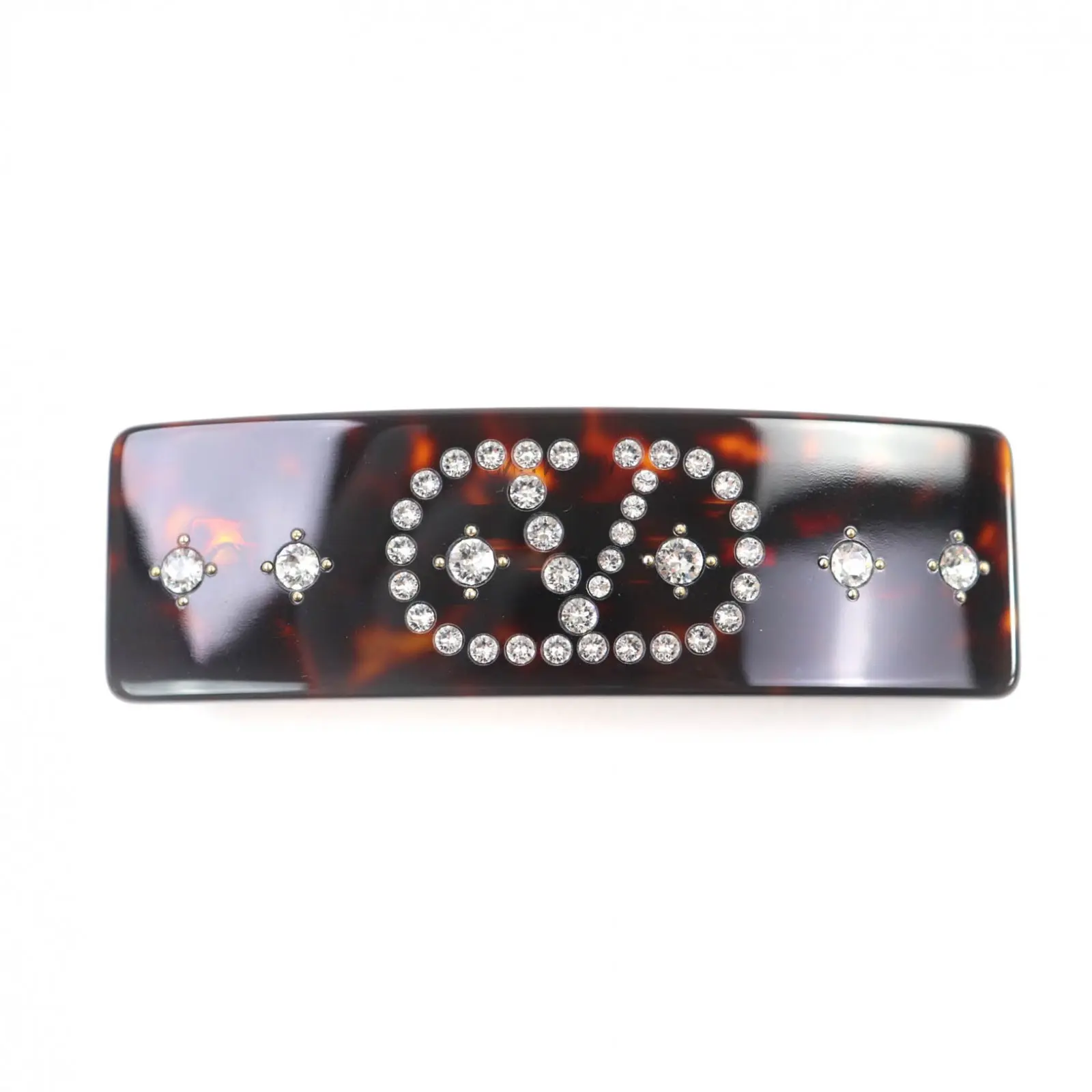 Pre-owned Valentino Resin / Acrylic Small Leather Goods Garavani V Logo Signature Crystal Hair Clip