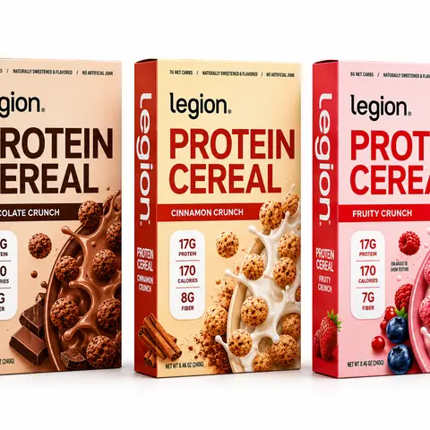 Legion Protein Cereal – High-Protein, High-Fiber, Naturally Sweetened Breakfast for Gym, Fitness, and Active Lifestyles – Plant-Based Carbs & Fats, Gluten & Soy Free
