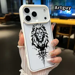 Lion's Blade Emblem Pattern Magnetic Phone Case for iPhone 17 16  Pro Max Plus 15 14 13 12 11 Air E Non-Yellowing Clear Crystal Drop-proof Slim Silicone Shockproof Transparent Acrylic Cover Supports Wireless Charging
