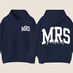 2 SIDES Custom Mrs Sweatshirt, Mrs Last Name Hoodie, Personalized Bride Gift, Future Wifey, Honeymoon Sweatshirt, Best Friend Wedding Egagement Gift