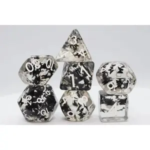 Black Butterfly Kiss Polyhedral (D&D) Dice Set (7)