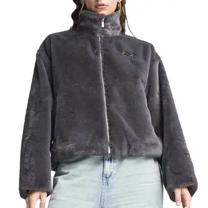 PUMA Womens Soft Fleece Jacket Athletic Outerwear Casual - Grey