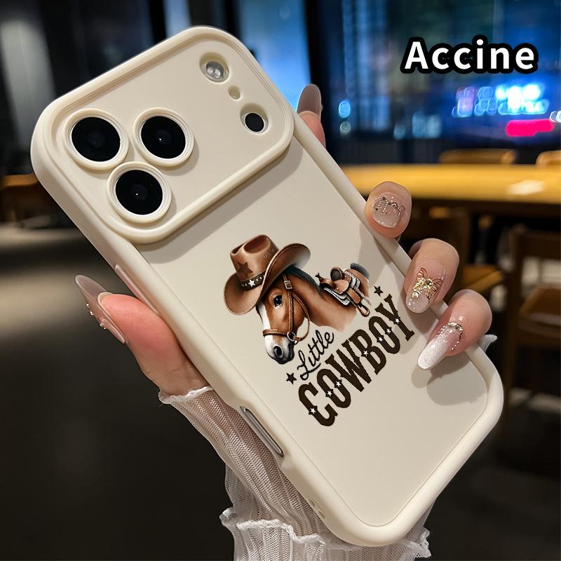 Compatible with  iPhone 17 Pro Max 16 Plus 15 14 13 12 11 XR Air E Case Horse in Cowboy Hat Pattern Soft Non Slip Rugged Durable Smartphone Cover for Boy