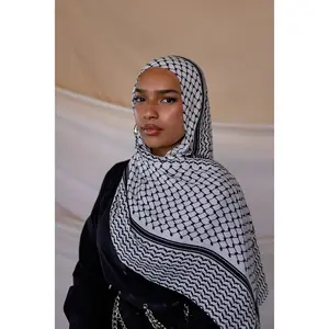 VELA Black and White Kuffiyeh Print Modal Hijab