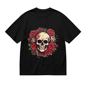 100% Cotton Casual Style T-Shirt Skull And Roses Vintage Gothic Graphic Design For Dark Streetwear Lovers And Skull Enthusiasts Perfect For Everyday Wear And Summer Season Ideal Gift For Gothic Fashion Admirers And Pop Culture Enthusiasts