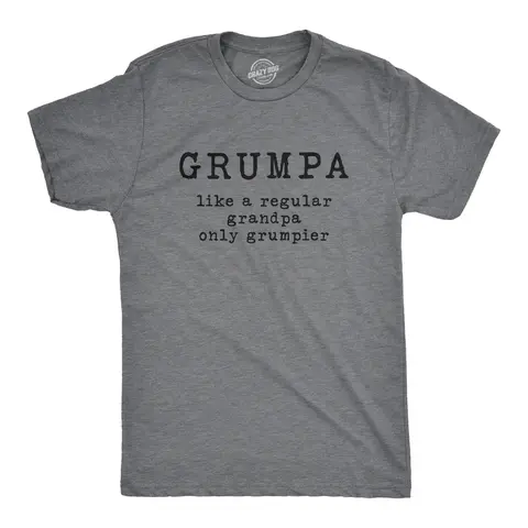 Mens Grumpa Like Regular Grandpa Only Grumpier T Shirt Funny Grandfather Tee Mens Funny T Shirts Cool Vintage Graphic Tees Sarcastic Shirts for Men Funny Grandpa Short Sleeve Novelty Tees for Guys Dark Grey