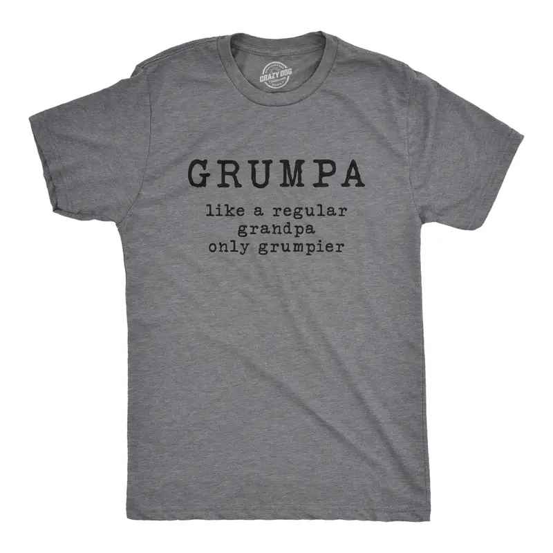 Mens Grumpa Like Regular Grandpa Only Grumpier T Shirt Funny Grandfather Tee Mens Funny T Shirts Cool Vintage Graphic Tees Sarcastic Shirts for Men Funny Grandpa Short Sleeve Novelty Tees for Guys Dark Grey