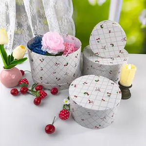 4pcs Cherry Pattern Oval Gift Box Set, Jewelry Organizer for Necklace Earrings Bracelet, Wedding Birthday Party Favor Packaging Box, Holiday Gift Box, Home Desktop Decor Display Case, Perfect for Valentine's Day Christmas Anniversary Gift Wrapping
