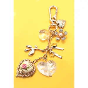 Porcelain Lace Heart Floral Bag Charm