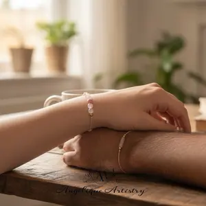 Angelique Artistry Natural Stone Couple Bracelets Matt Onyx Rose Quartz & Agate Adjustable Fit Handmade Gemstone Set Perfect Gift for Couples