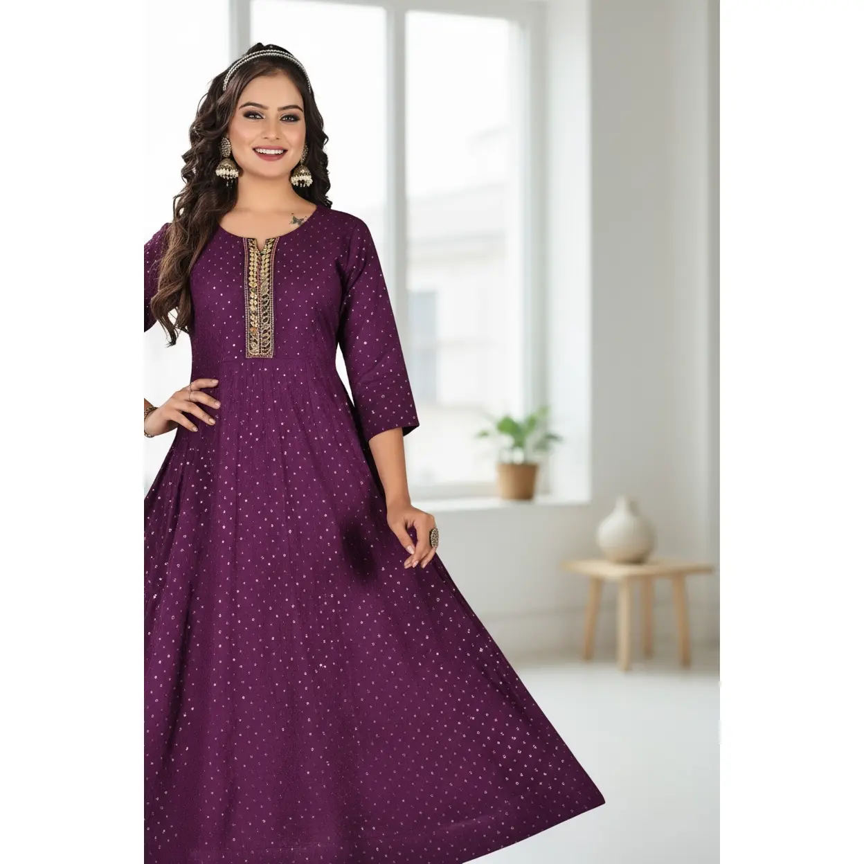 Rayon cotton long kurti