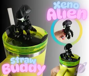 Xeno Alien Straw Buddy for Tumbler Cups - Fun Topper Accessory for Your Drinkware