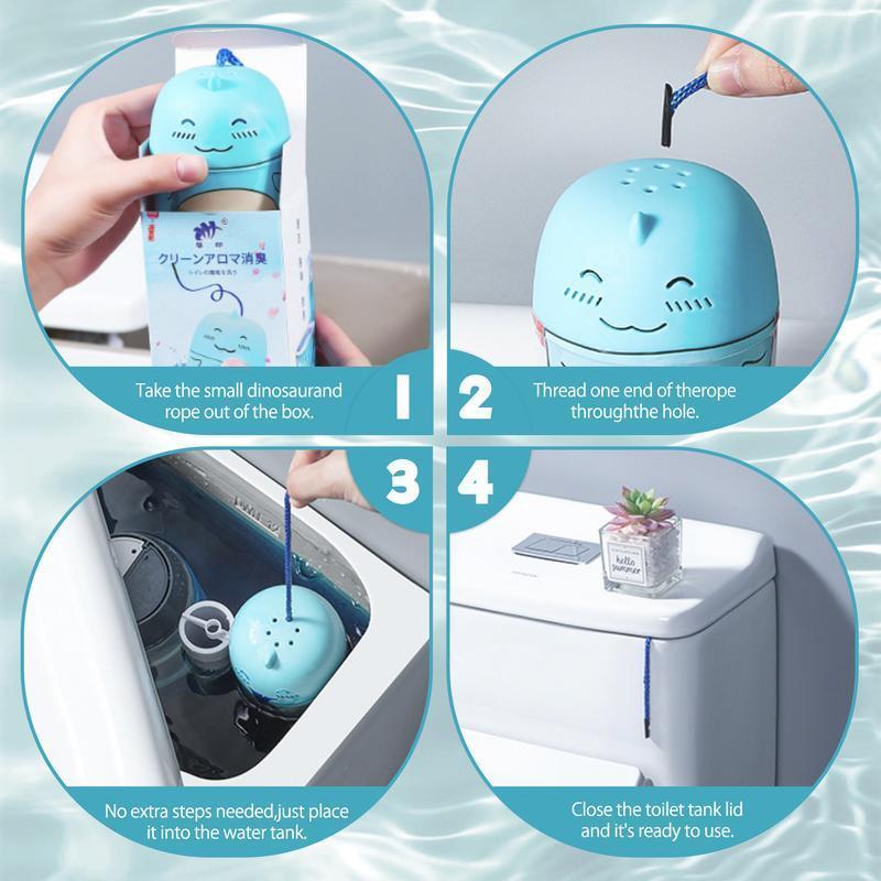 Toilet Bowl Cleaner Bottle, Cute Dinosaur-Shaped Bathroom Toilet Tank Cleaner  with Ocean, Jasmine, and Peach Scent Long-Lasting Automatic  Toilet Bowl Cleaner Household Perfume pembersih kerak