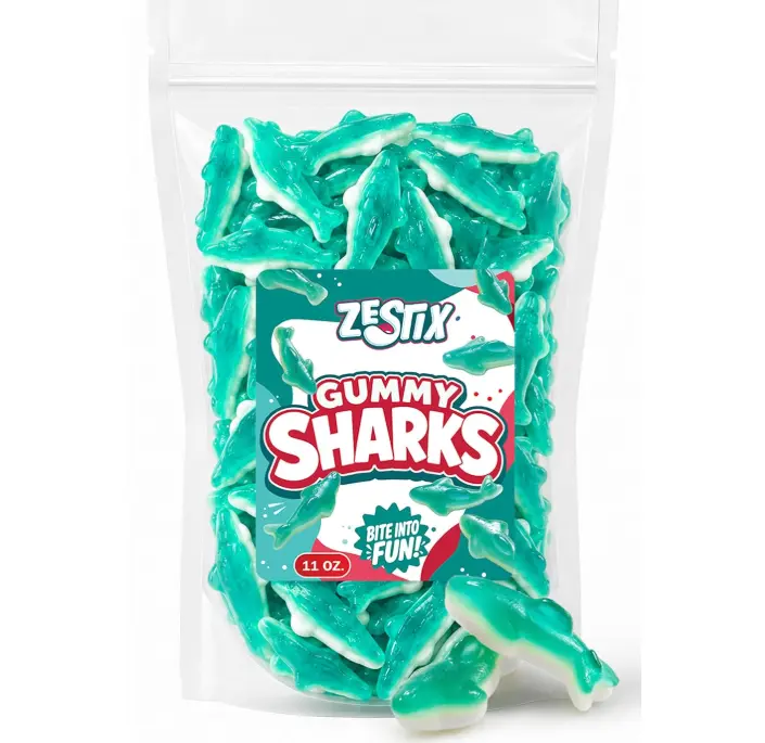 Blue Gummy Sharks Candy 11oz. Bag – Soft Chewy Blue Raspberry Gummies for Party Favors, Candy Buffets, and Everyday Sweet Snacking