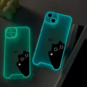 Cute Cat Pattern Luminous Phone Case, Glow in The Dark Phone Protective Cover, Phone Accessories Compatible with iPhone 16 15 14 13 12 11 8 7 X XS XR Plus Pro Max SE MINI Series Protection
