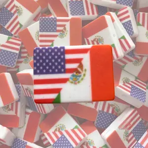 Chicano Pride Silicone Focal Beads - 28mm Rectangle Mexican American Flag for Jewelry Making - 3mm Hole, Flexible, Food Grade Silicone