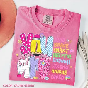 Comfort Colors Preppy Back To School T-Shirt, First Day of School Tee, You Are Kind Shirt, Pink Teacher Shirt, Hello School Gift, Kindness Tee women Cotton Fabric, Gift For Her