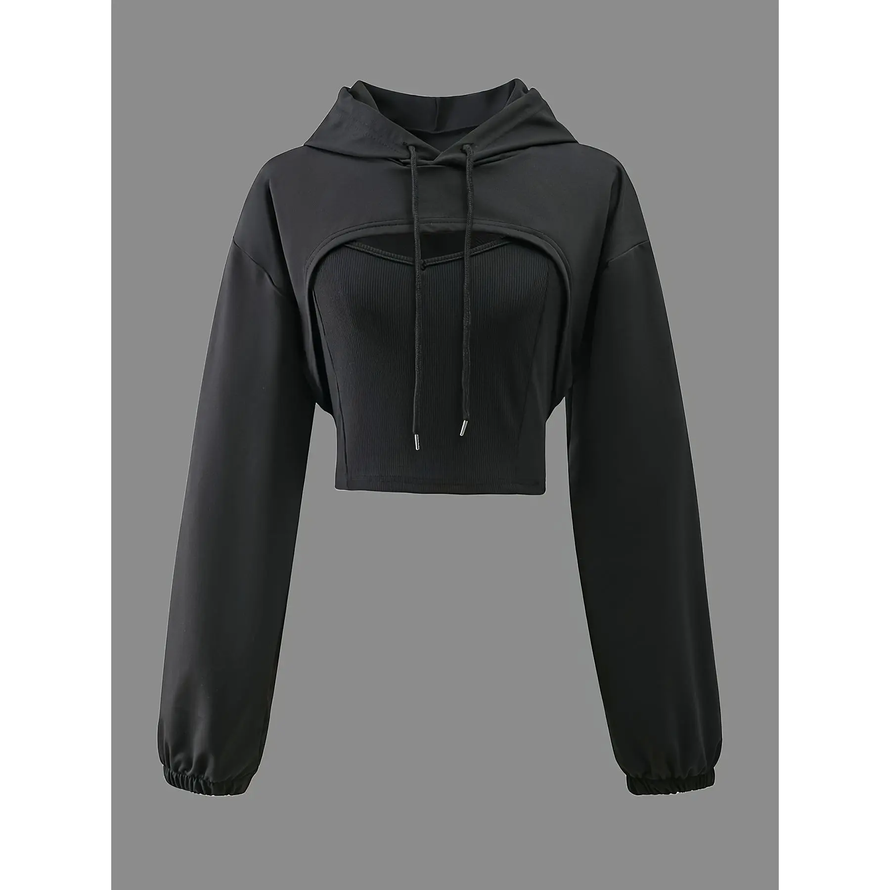 2pcs Set: Y2K Solid Color American-Style Hooded Sweatshirt + Tank Top 2pcs Set, Sweet & Spicy Fashion Top for Women, Spring Summer Autumn 2024 New Arrival, Shioke Style Streetwear Sporty Casual
