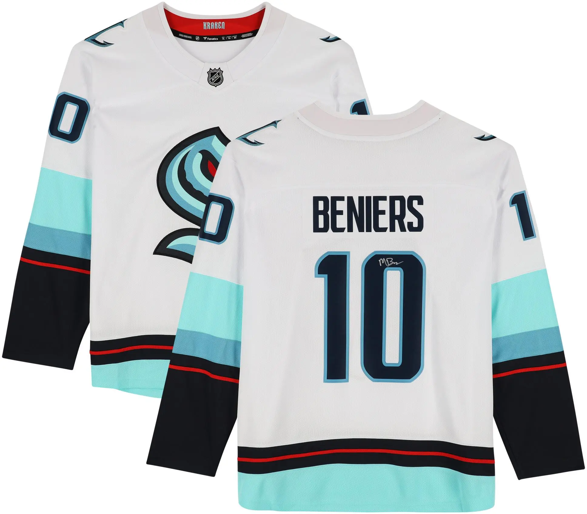 Matty Beniers Seattle Kraken Autographed White Fanatics Breakaway Jersey - No Patch - Fanatics Authentic Certified