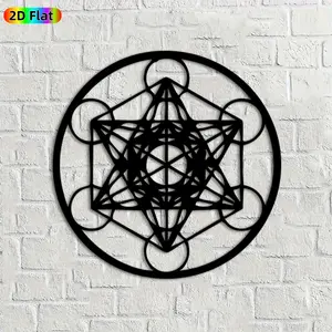 1pc Metatron's Cube Metal Wall Art, Sacred Geometry Statue Mural, Ideal Gift for New Year, Christmas, Spiritual Decor Enthusiasts, Rust-Resistant Metal Wall Decor Wall Sculptures,  Mystical Home & Outdoor Decor