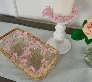 Set of 3 Frosted Flower and Faceted Bead Candle Rings - 4"