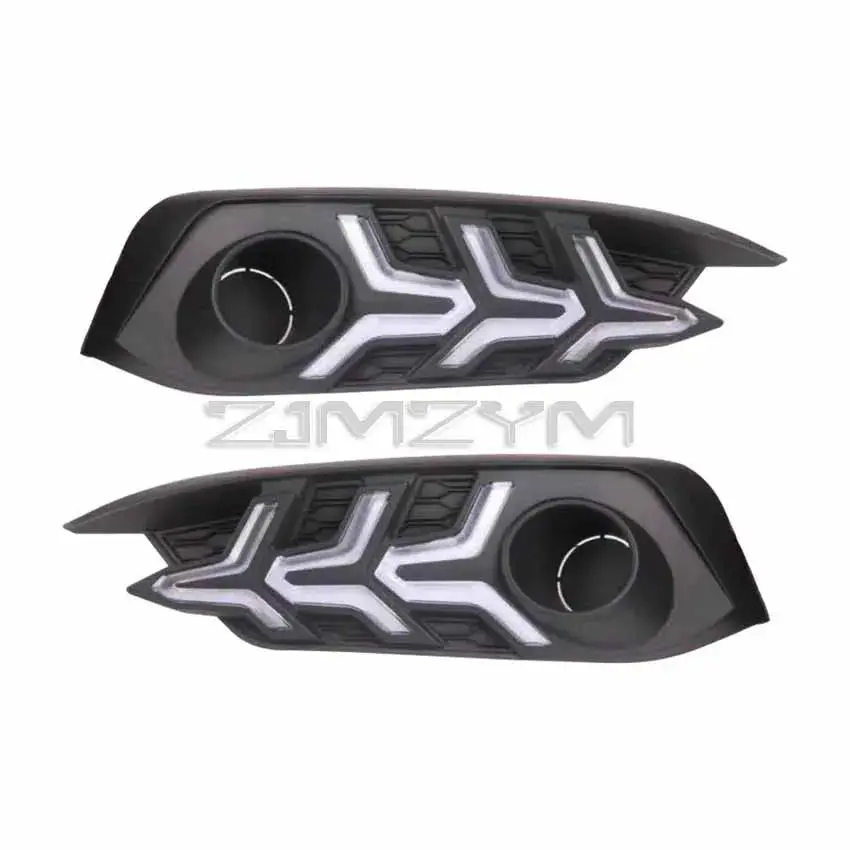 ABS + LED Daytime Running Lights (DRL) Fog Lamps with Dual Functionality - Turn/Brake/Light, Led Backlights, Modification Auto Parts for Honda Civic Sedan 2016-2018, Car Accessories, Pair Set