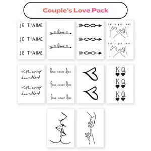 Couples Tattoo Pack – Matching Love Temporary Tattoos