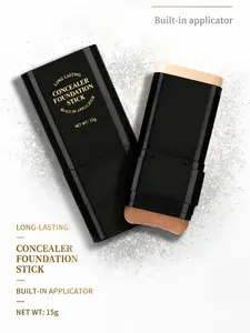 Dual-Ended Flawless Face Stick with Built-in Brush - 5 Shades, 2-in-1 Concealer & Illuminator Highlighter, Hydrating Long-Wear Full Coverage Cosmetic, Conceals Blemishes, Defines Contours, Multi Use Highlighter, Foundation, Daily Makeup Gift #Summervibes