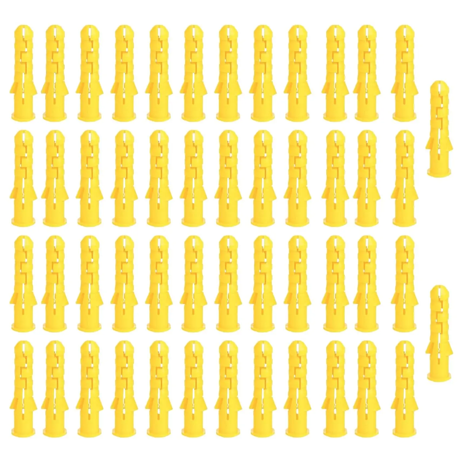 Expanding Plastic Screw Anchors, 50 count of Drywall Expansion Pipe Drywall Anchors Ribbed Wall Anchors Applicable to M4 M5 Self Tapping Screws. (Yellow M6-30mm (1.18 inches))