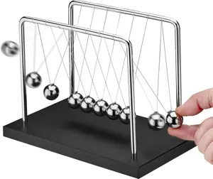 Newton's Cradle Pendulum Balance Balls Science Physics Gadget 7 Beads Black Kinetic Motion Toy Office Gift Desktop Decoration Calm Down Fidgets Accessories Physics Learning Desk Toy