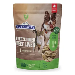 Nutri Bites Freeze Dried Beef Liver Dog & Cat Treats, Single Ingredient High Protein Pet Treats, 17.6 oz