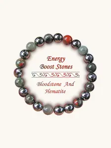 Bloodstone & Hematite Pain Relief Beads Bracelet, Metal Chain Circulation Booster, Street Style Energy Jewelry for Women & Men, Women Gifts, Fashionable Bracelet