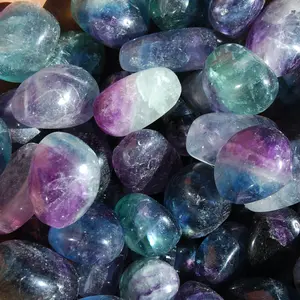 AAA Fancy Rainbow Fluorite Crystal Tumbled Stones, Watermelon Fluorite, Blue Fluorite