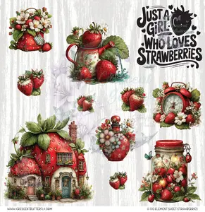 0-102-Element Sheet-Strawberries UV DTF