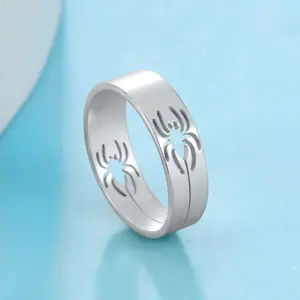 Titanium steel hollow spider silk ring, couple men and women animal elements Y2K personalized daily jewelry gift