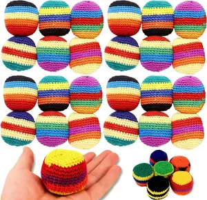 Random 1/6/12 PCS Hand-Made Knitted Hacky Sack, 2026 Upgraded Assorted Foot Bag Crochet Hacky Sacks for Adults, Juggling Balls for Beginners, Multicolored Geometric Pattern, Ready-to-Use Hacky Sacks